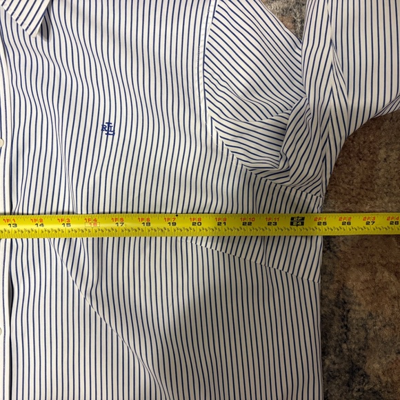 LRL Ralph Lauren Women's Plus Blue Stripe Non-Iron Button-Front Shirt Top 2X - Picture 8 of 10